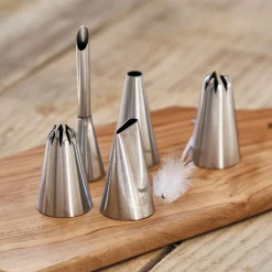 Lot de 5 douilles en inox avec goupillon - argenté