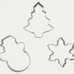 Lot de 3 emporte-pièces Noël assortis en inox - gris métallisé