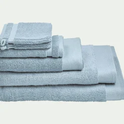 Lot de 2 gants de toilette en coton peigné - bleu calaluna