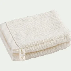 Lot de 2 gants de toilette en bouclette de coton bio - blanc ventoux 16x21cm