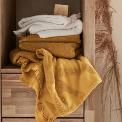 Lot de 2 gants de toilette en coton - jaune argan