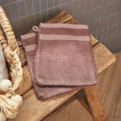 Lot de 2 gants de toilette en coton peigné - brun rhassoul