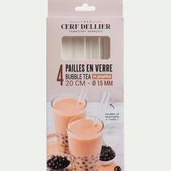 Lot de 4 pailles à bubble tea en verre