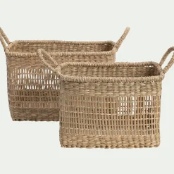 Lot de 2 paniers déco en jonc de mer - naturel
