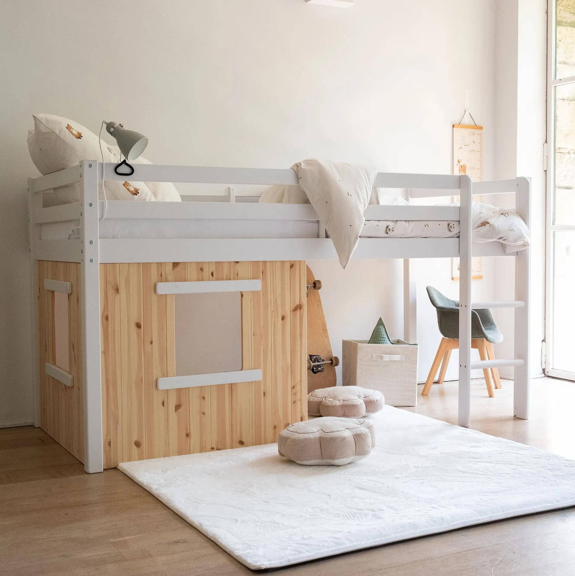 Lot de 2 panneaux pour lit cabane 75x91,5cm - bois clair