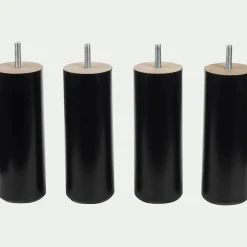 Lot de 4 pieds de sommier H20 cm - noir