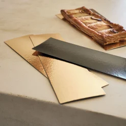 Lot de 5 semelles à bûches en carton 10x34cm - doré