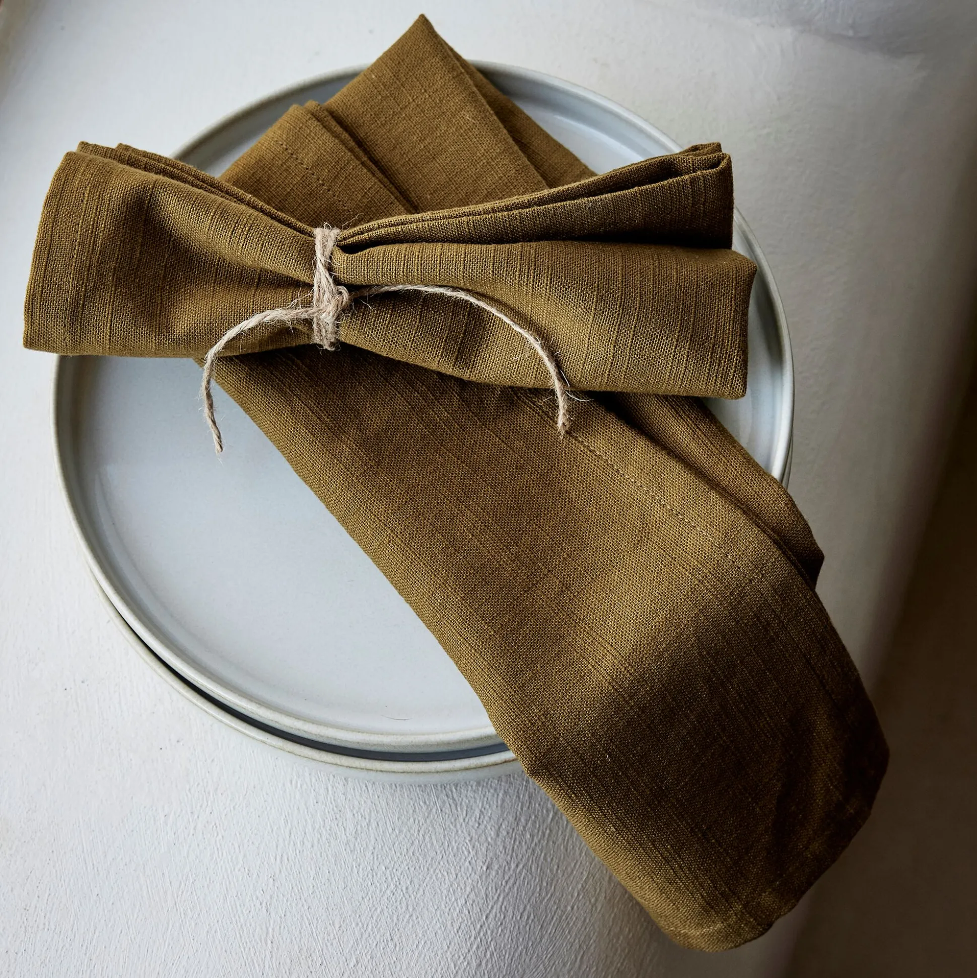 Lot de 4 serviettes de table en coton 41x41cm - vert mousse