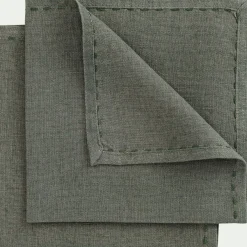 Lot de 2 serviettes de table en lin lavé - vert cèdre