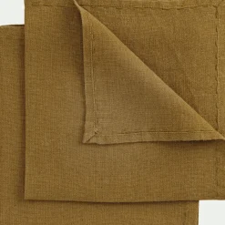 Lot de 2 serviettes de table en lin lavé - brun alep