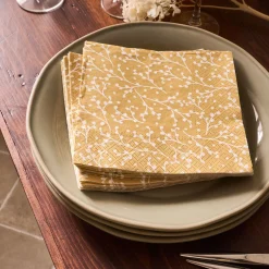 Lot de 20 serviettes en papier motif baies 33x33cm - jaune