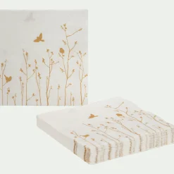 Lot de 20 serviettes en papier motif forêt 33x33cm - blanc
