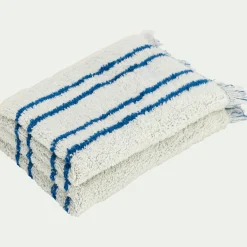 Lot de 2 serviettes invité en coton à rayures 30x50cm - bleu