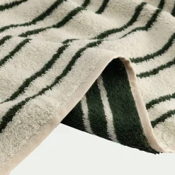 Lot de 2 serviettes invité en coton à rayures 30x50cm - vert