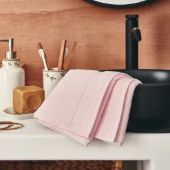 Lot de 2 serviettes invité en coton peigné - rose simo 30x50cm