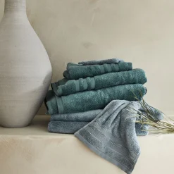 Lot de 2 serviettes invité en coton - bleu figuerolles 30x50cm