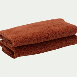 Lot de 2 serviettes invité en coton 30x50cm - brun rustrel