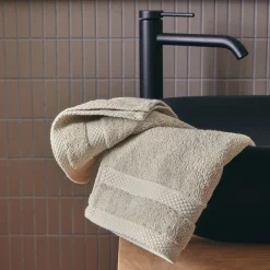 Lot de 2 serviettes invités en coton peigné - beige alpilles 30x50cm