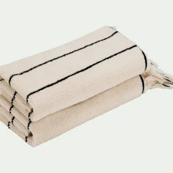 Lot de 2 serviettes invités rayée en coton 30x50cm - beige