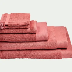 Lot de 2 serviettes invités en coton peigné - rouge ricin 30x50cm