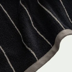 Lot de 2 serviettes invités rayée en coton 30x50cm - noir