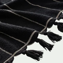 Lot de 2 serviettes invités rayée en coton 30x50cm - noir