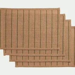 Lot de 4 sets de table à rayures en jute 30x45cm - vert