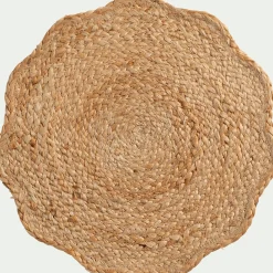 Lot de 2 sets de table fleur en jute D35cm - naturel
