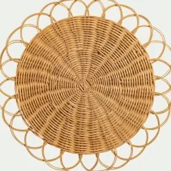 Lot de 2 sets de table ronds en rotin D38cm - naturel