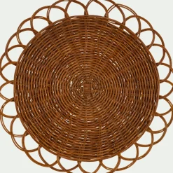 Lot de 2 sets de table ronds en rotin D38cm - naturel