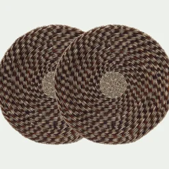 Lot de 2 sets de table ronds en jonc de mer D36cm - brun alep