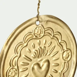 Lot de 12 suspensions de Noël en laiton D5,5cm - doré