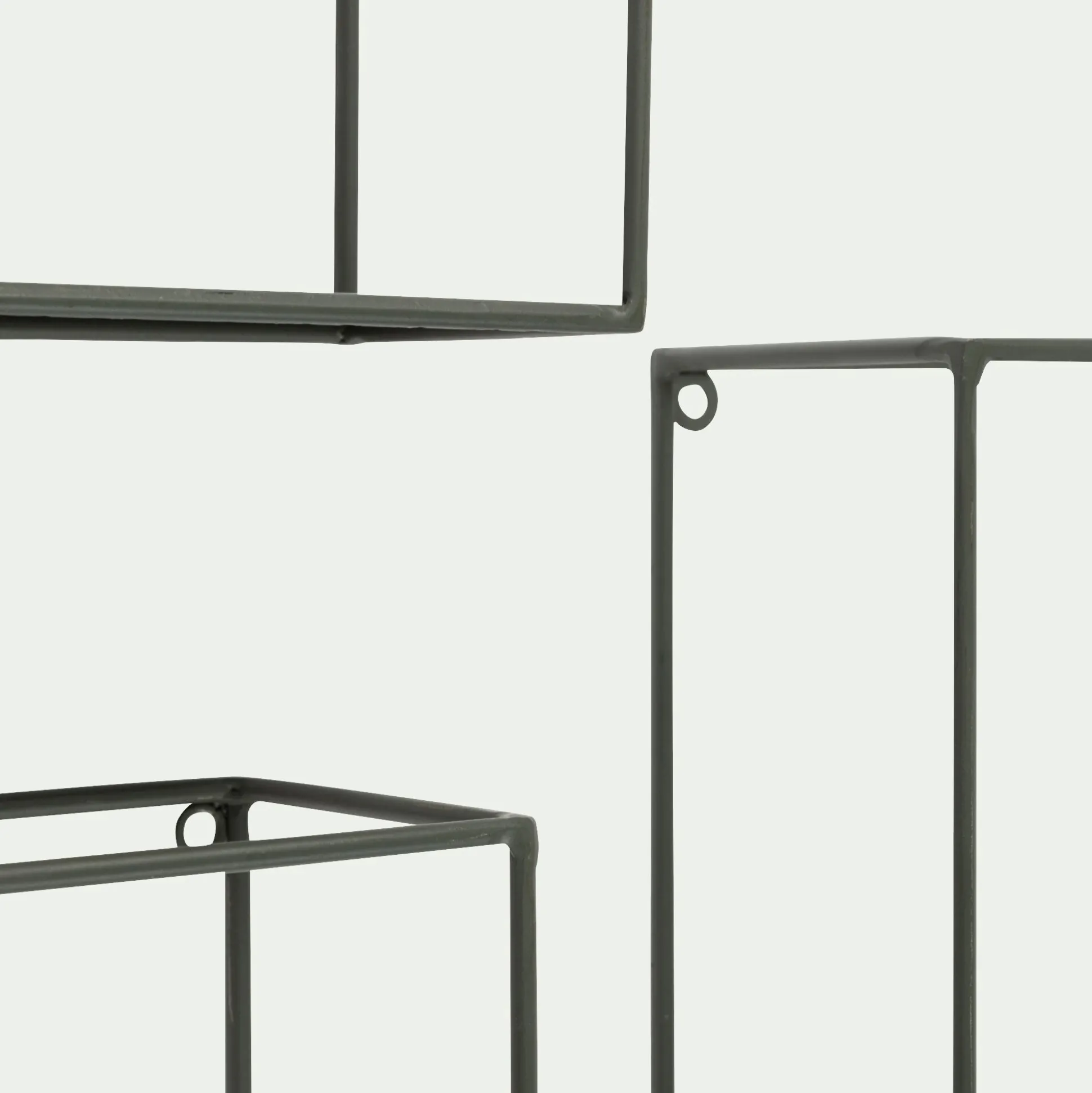 Lot de 3 étagères déco en fer - vert cèdre