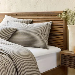 Lot de 2 taies d'oreiller à rayures en flanelle de coton 50x70cm - gris