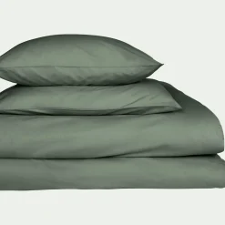 Lot de 2 taies d'oreiller en coton - vert cèdre 65x65cm
