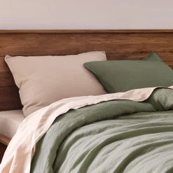 Lot de 2 taies d'oreiller en lin lavé - beige 50x70cm