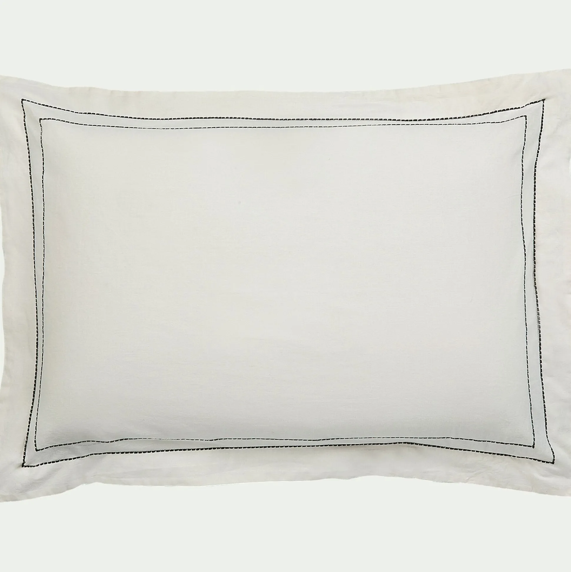 Lot de 2 taies d'oreiller en coton brodé 50x70cm - blanc ventoux