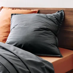 Lot de 2 taies d'oreiller en percale de coton - gris ardoise 65x65cm