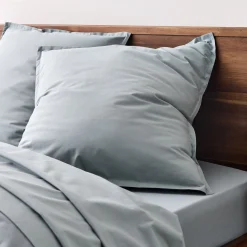 Lot de 2 taies d'oreiller en percale de coton - bleu calaluna 65x65cm