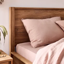 Lot de 2 taies d'oreiller en lin lavé - rose rosa 50x70cm