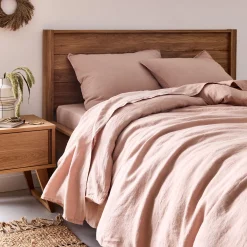 Lot de 2 taies d'oreiller en lin lavé - rose rosa 50x70cm