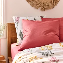 Lot de 2 taies d'oreiller en coton 65x65cm - rose framboise