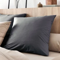 Lot de 2 taies d'oreiller en coton - gris ardoise 65x65cm