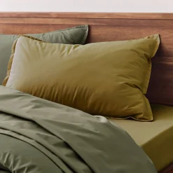 Lot de 2 taies d'oreiller en percale de coton - jaune alep 50x70cm