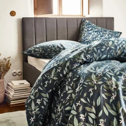 Lot de 2 taies d'oreiller fleurs d'oranger en percale de coton 63x63cm - bleu