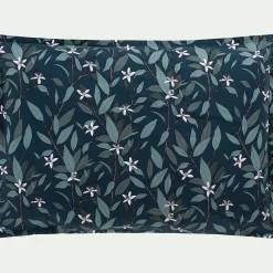 Lot de 2 taies d'oreiller fleurs d'oranger en percale de coton 50x70cm - bleu