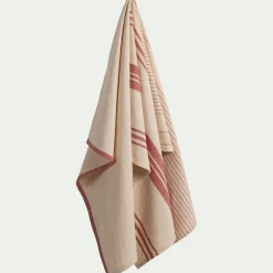 Lot de 3 torchons rayés en coton - beige et terracotta 50x70cm