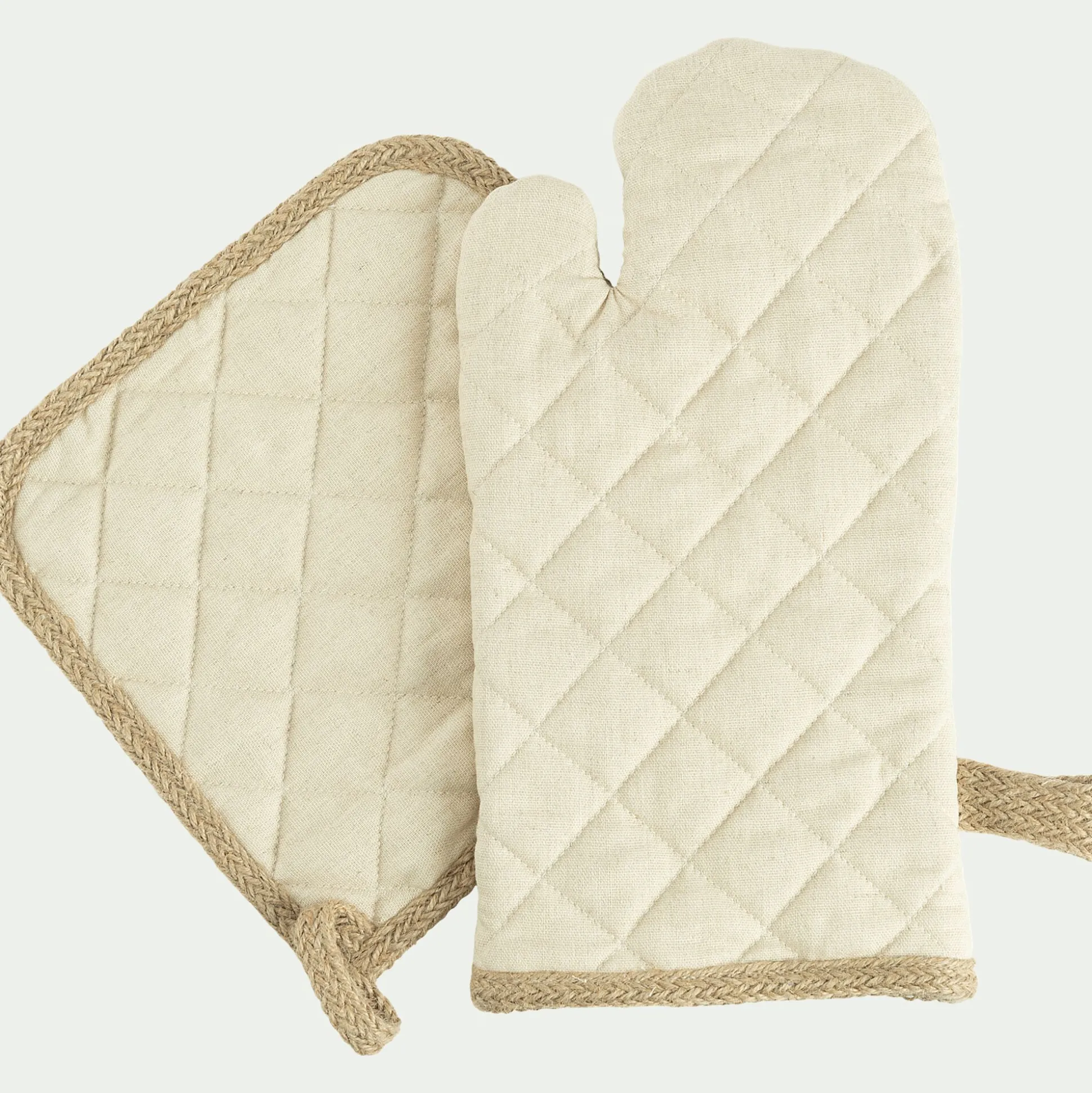 Lot de manique et gant de cuisine - beige