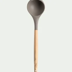 Louche en bois et silicone - brun terre ombre