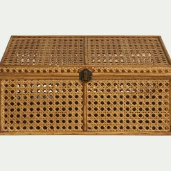 Malle en bois de pin et cannage - naturel H14,5xL37cm